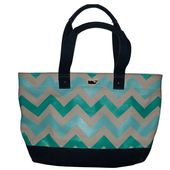 Vineyard Vines Caicos Chevron Stripe Deck Tote Coated Canvas Bag - Picture 1 of 6